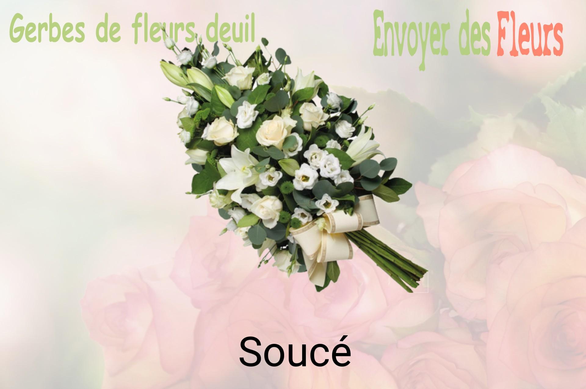 Gerbe de fleurs de deuil livrée à Soucé